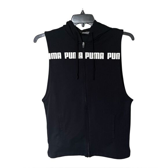 Puma Blue Cotton-Blend Sleeveless Hooded Vest with Zip Front and Logo Size Small - Picture 1 of 11
